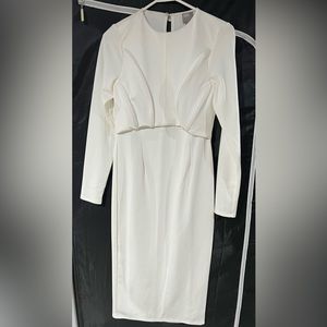 WHITE DRESS LONG SLEEVE MIDI